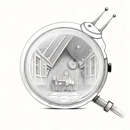 shed under magnifying glass tattoo design idea