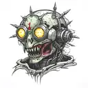 Invader Zim cyborg ripped head tattoo design idea