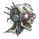 Invader Zim cyborg ripped head tattoo design idea