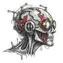 Invader Zim cyborg ripped head tattoo design idea