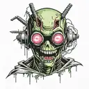 Invader Zim cyborg ripped head tattoo design idea