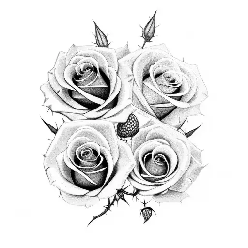 three single roses with small thorns with the stem and that would fit in the front forarm tattoo design idea