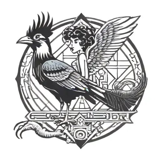 Betty Boop next to a road runner  tattoo design idea