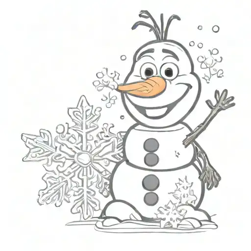 Olaf and snowflakes tattoo design idea