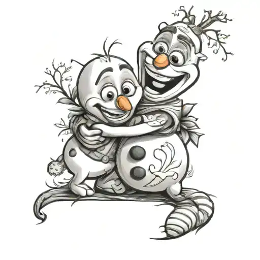 Olaf hugging tattoo design idea
