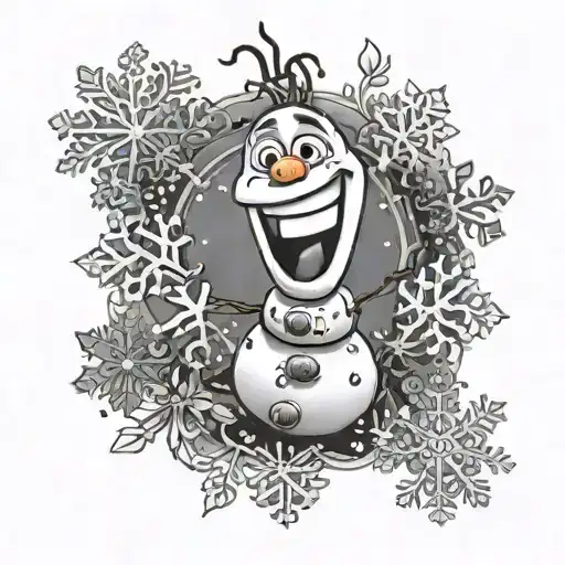 Olaf and snowflakes tattoo design idea