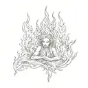 Fire and silence tattoo design idea