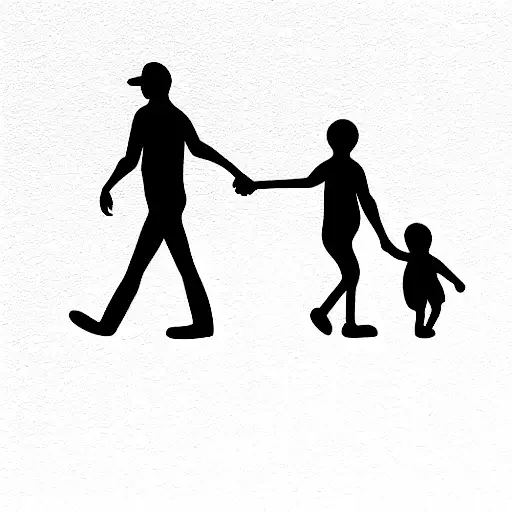 buck and baby doe walking together from side view tattoo design idea