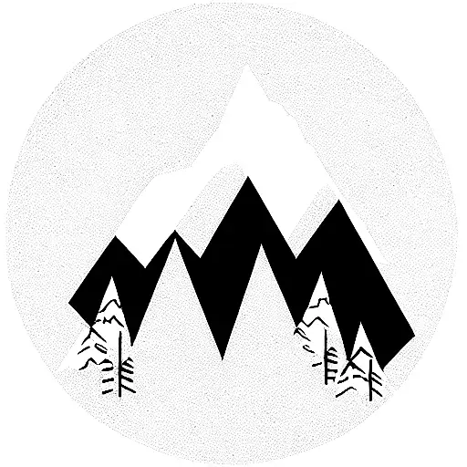 pacific northwest mountains and forest tattoo design idea