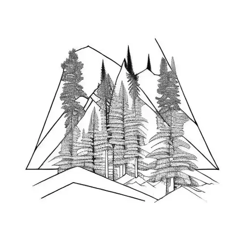 pacific northwest mountains and forest tattoo design idea