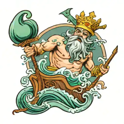 King Neptune, Sinking Ship being attacked tattoo design idea