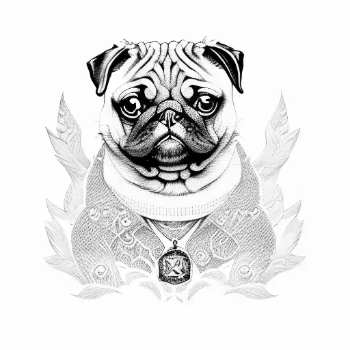 Dog pug tattoo design idea