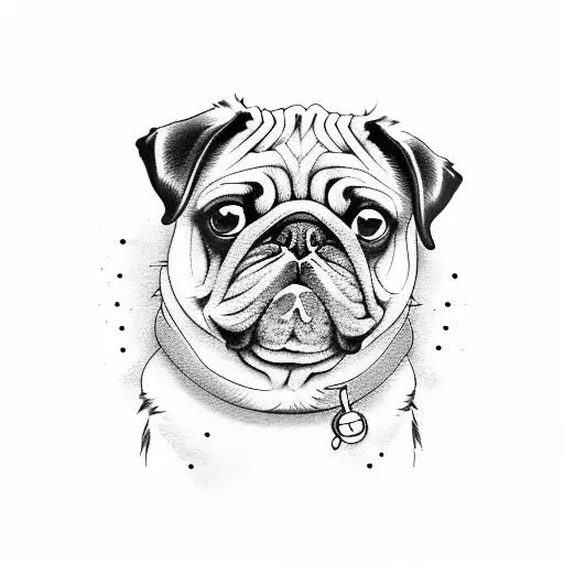 Dog pug hapy  tattoo design idea