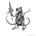 Necromancer wizard rat holding a staff raising skeleton rat from the dead tattoo design idea