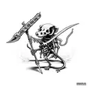 Necromancer wizard rat holding a staff raising skeleton rat from the dead tattoo design idea