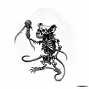 Necromancer wizard rat holding a staff raising skeleton rat from the dead tattoo design idea
