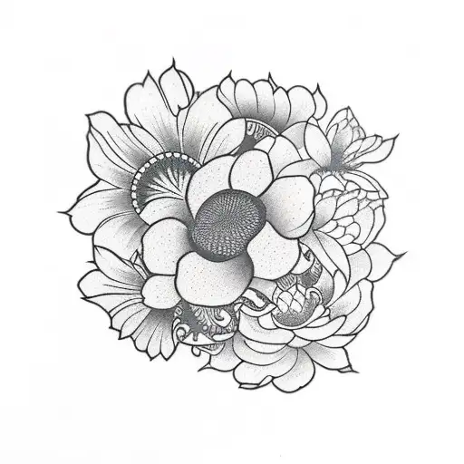 Mandela flowers tattoo design idea