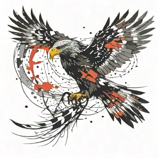 flying abstract eagle tattoo design idea