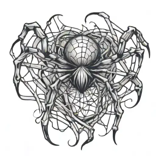Create a tattoo of a spider weaving a web around a broken heart tattoo design idea