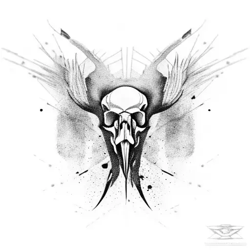 animal skull crow spider tattoo design idea