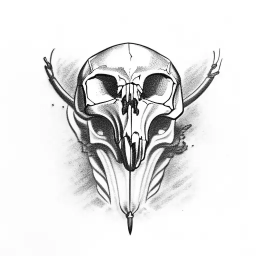 animal skull, crow, spider tattoo design idea