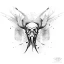animal skull crow spider tattoo design idea
