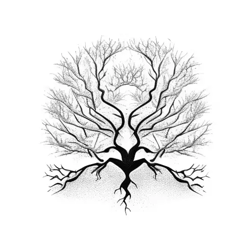 tree with roots on calve  tattoo design idea