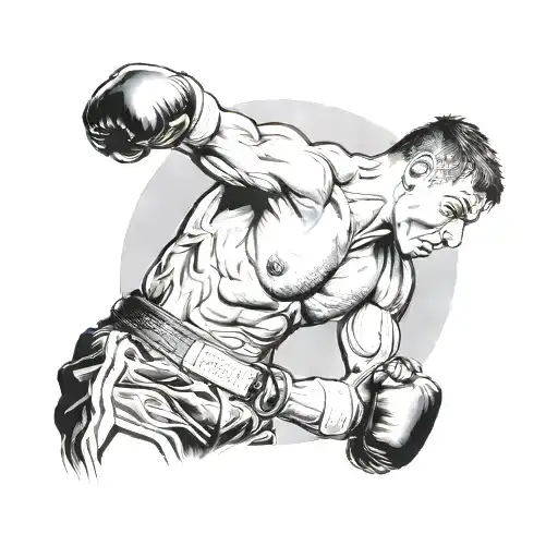 boxer hits an uppercut tattoo design idea