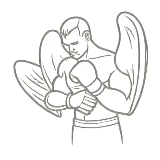 muscled faceless angel with boxing gloves tattoo design idea