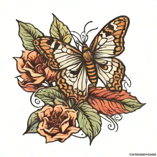 moth and calathea tattoo on arm tattoo design idea