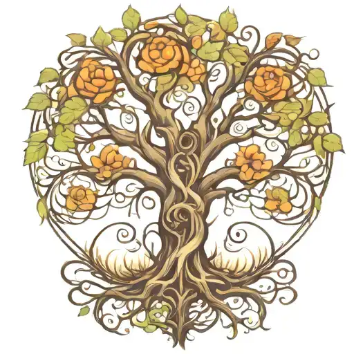 family tree intertwined tattoo design idea