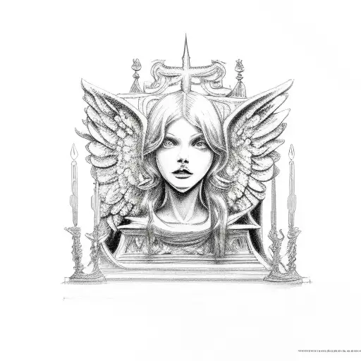 Angel on Throne  tattoo design idea