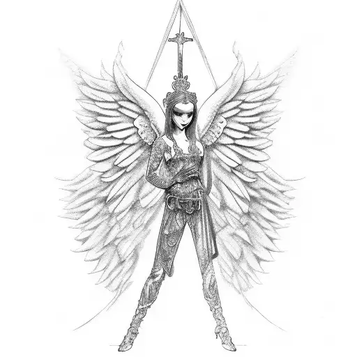 Angel on Throne  tattoo design idea