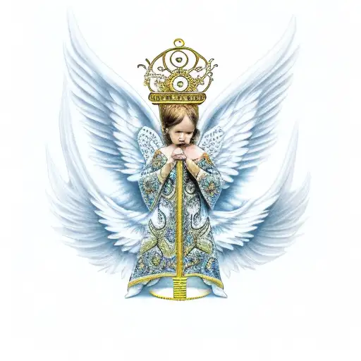 Angel on Throne  tattoo design idea
