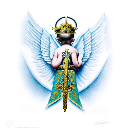 Angel on Throne  tattoo design idea