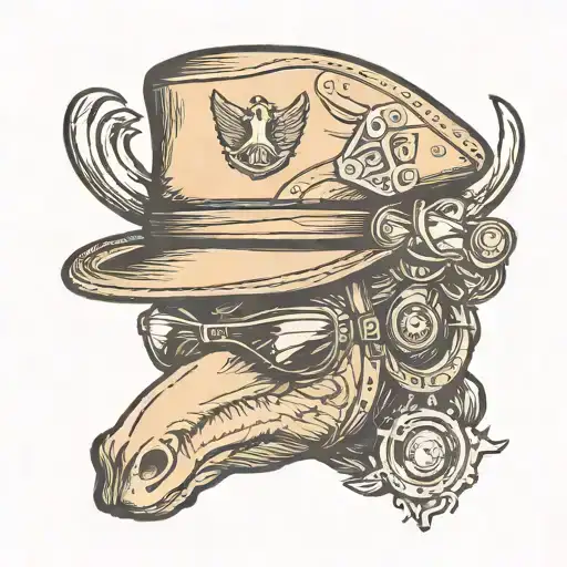 cavalry hat with aviator sunglasses tattoo design idea