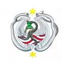 A snake wrapped around a dagger with the German, English and Algerian flag tattoo design idea