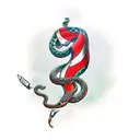A snake wrapped around a dagger with the German, English and Algerian flag tattoo design idea