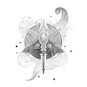 dark goddess black moon sword water tattoo design idea