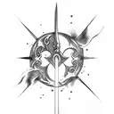 dark goddess black moon sword water tattoo design idea