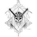 dark goddess black moon sword water tattoo design idea