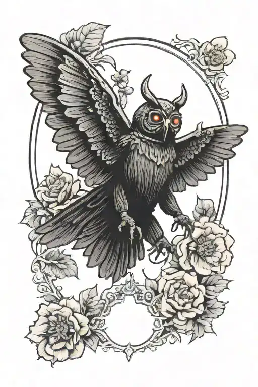Mothman as a tarot card tattoo design idea
