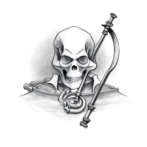 grim reaper with pipe bender tattoo design idea