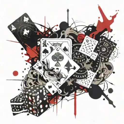 flash royal, poker,roulette, dice, tattoo design idea