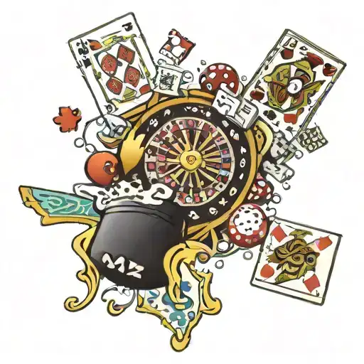 Poker, roulette, dice, excitement, rock'n'roll tattoo design idea