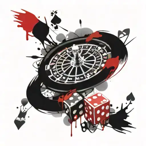 Poker, roulette, dice, excitement, rock'n'roll tattoo design idea