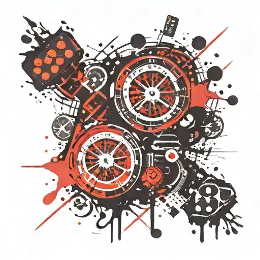 flash royal, roulette, dice, excitement, rock'n'roll tattoo design idea