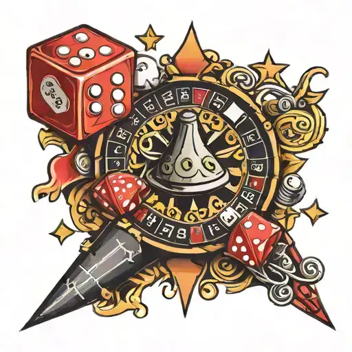 Poker, roulette, dice, excitement, rock'n'roll tattoo design idea