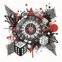 flash royal, poker,roulette, dice, tattoo design idea