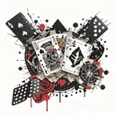 flash royal, poker,roulette, dice, tattoo design idea